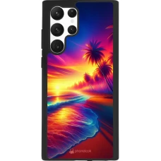 Samsung Galaxy S22 Ultra Case Hülle - Silikon schwarz Strand Sonnenuntergang auffällig