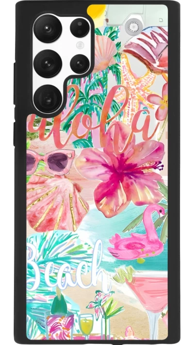 Samsung Galaxy S22 Ultra Case Hülle - Silikon schwarz Preppy Collage Aloha