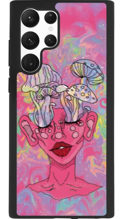Samsung Galaxy S22 Ultra Case Hülle - Silikon schwarz Psychedelic pink mushroom