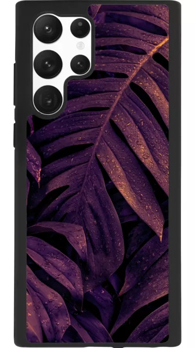 Samsung Galaxy S22 Ultra Case Hülle - Silikon schwarz Purple Light Leaves