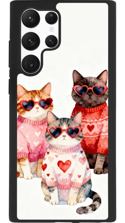 Samsung Galaxy S22 Ultra Case Hülle - Silikon schwarz Saint Valentines Day 26 Cat Love