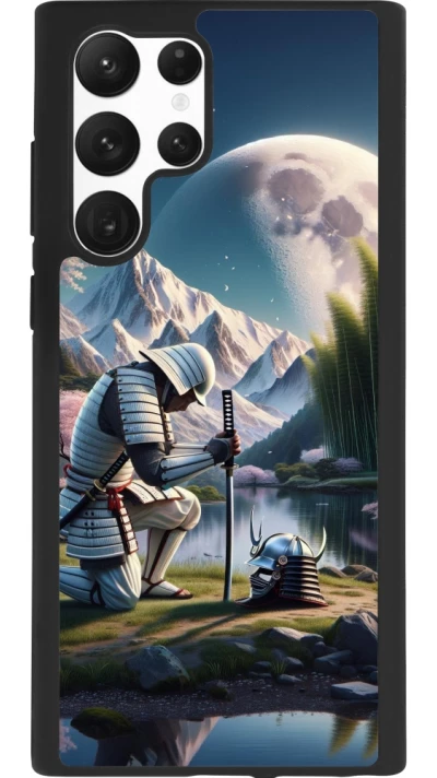 Samsung Galaxy S22 Ultra Case Hülle - Silikon schwarz Samurai Katana Mond