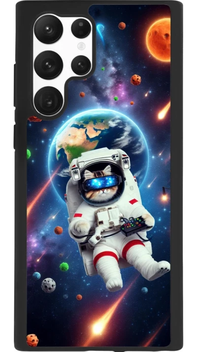Coque Samsung Galaxy S22 Ultra - Silicone rigide noir VR SpaceCat Odyssey