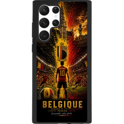 Coque Samsung Galaxy S22 Ultra - Silicone rigide noir Football Belgique splash 2026