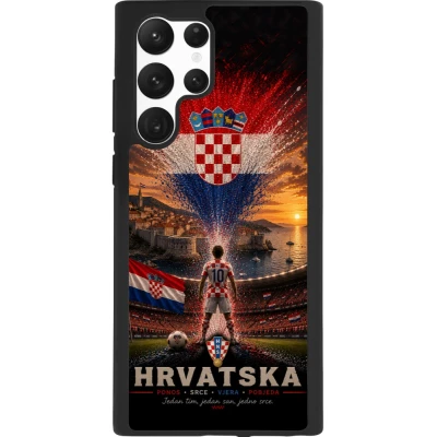 Coque Samsung Galaxy S22 Ultra - Silicone rigide noir Football Croatie splash 2026