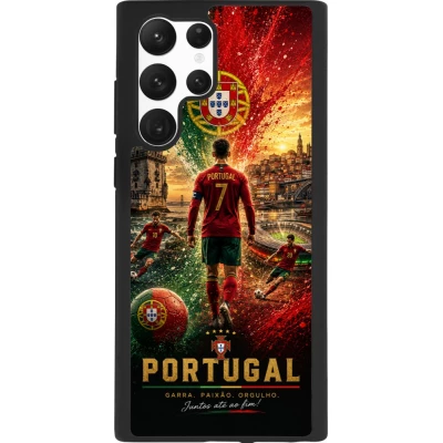 Coque Samsung Galaxy S22 Ultra - Silicone rigide noir Football Portugal splash 2026