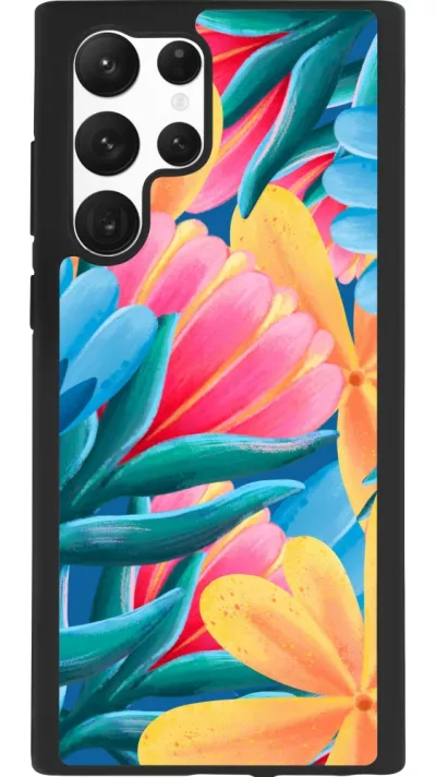 Samsung Galaxy S22 Ultra Case Hülle - Silikon schwarz Spring 23 colorful flowers