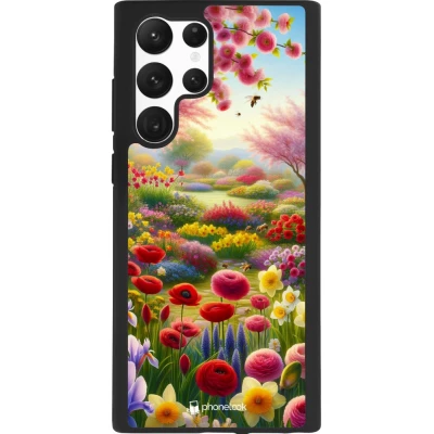 Coque Samsung Galaxy S22 Ultra - Silicone rigide noir Spring 25 Bouquet printemps