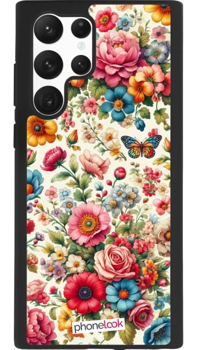Samsung Galaxy S22 Ultra Case Hülle - Silikon schwarz Spring 25 fruehling bluetend