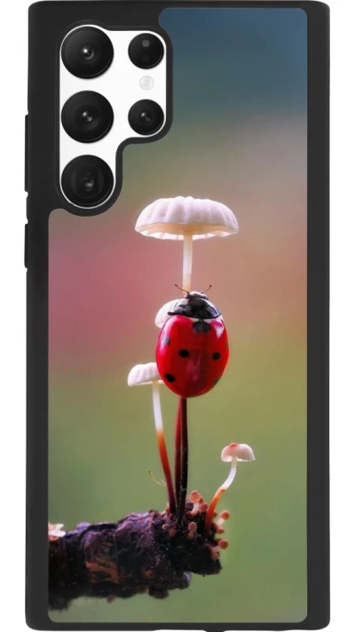 Samsung Galaxy S22 Ultra Case Hülle - Silikon schwarz Ladybird on a mushroom Spring 2026