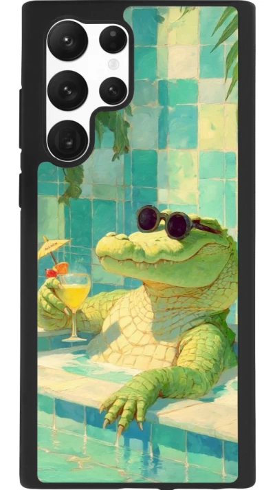 Samsung Galaxy S22 Ultra Case Hülle - Silikon schwarz Crocodile in the swimming pool Summer 2026