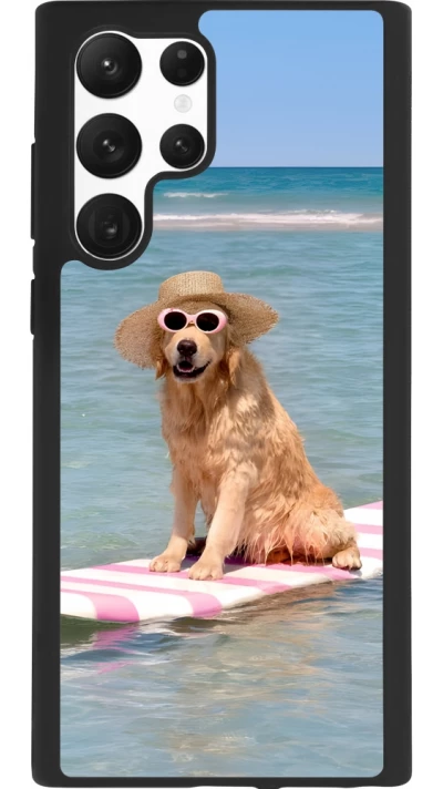 Samsung Galaxy S22 Ultra Case Hülle - Silikon schwarz Summer Dog on Paddle