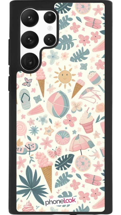 Samsung Galaxy S22 Ultra Case Hülle - Silikon schwarz Sommer Pink Muster
