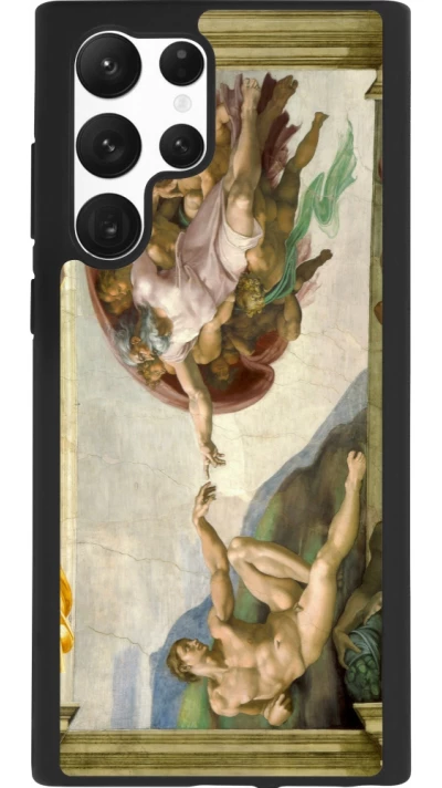 Samsung Galaxy S22 Ultra Case Hülle - Silikon schwarz Kunstbild - Die Erschaffung Adams - Michelangelo