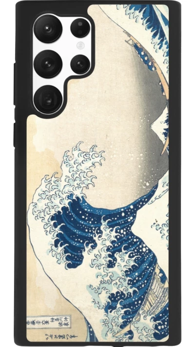 Samsung Galaxy S22 Ultra Case Hülle - Silikon schwarz Kunstbild - Die große Welle vor Kanagawa - Hokusai