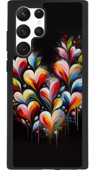 Samsung Galaxy S22 Ultra Case Hülle - Silikon schwarz Valentin 2024 Schwarzes Herz Abstrakt