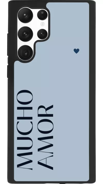 Samsung Galaxy S22 Ultra Case Hülle - Silikon schwarz Valentine 2024 mucho amor azul