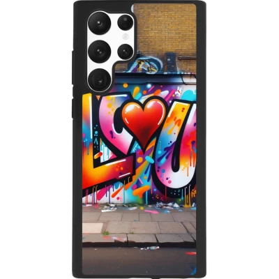 Coque Samsung Galaxy S22 Ultra - Silicone rigide noir Valentine 2025 Love U Tag