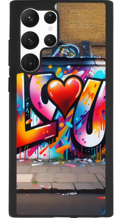 Coque Samsung Galaxy S22 Ultra - Silicone rigide noir Valentine 2025 Love U Tag