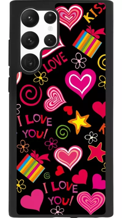 Samsung Galaxy S22 Ultra Case Hülle - Silikon schwarz Valentine 2023 love symbols