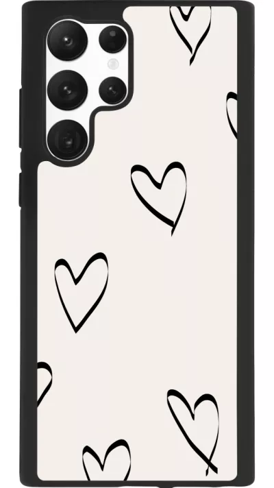 Samsung Galaxy S22 Ultra Case Hülle - Silikon schwarz Valentine 2023 minimalist hearts