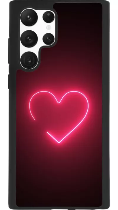 Samsung Galaxy S22 Ultra Case Hülle - Silikon schwarz Valentine 2023 single neon heart