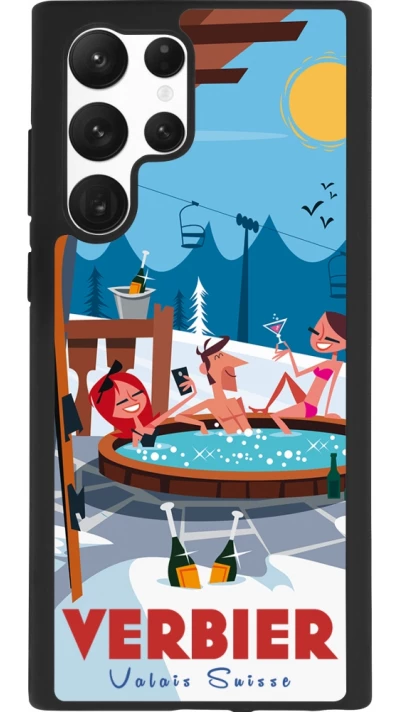Coque Samsung Galaxy S22 Ultra - Silicone rigide noir Verbier Mountain Jacuzzi
