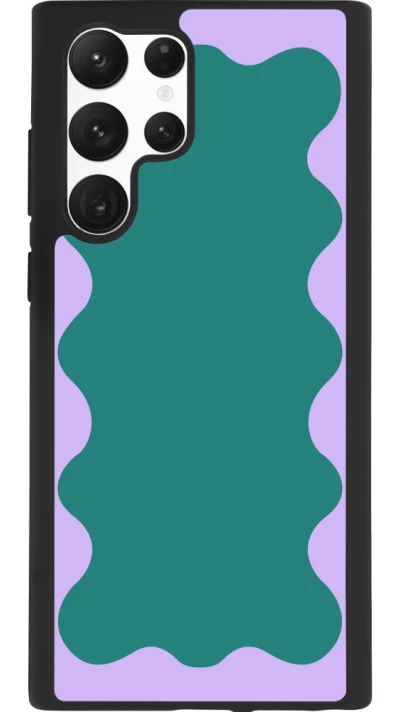 Coque Samsung Galaxy S22 Ultra - Silicone rigide noir Wavy Rectangle Green Purple