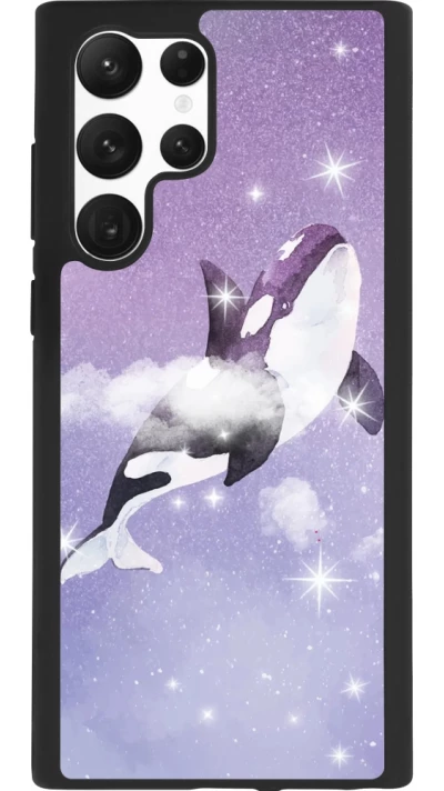 Coque Samsung Galaxy S22 Ultra - Silicone rigide noir Whale in sparking stars