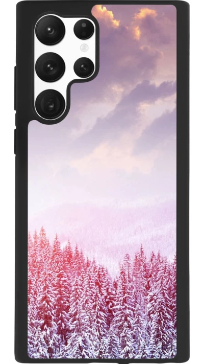 Samsung Galaxy S22 Ultra Case Hülle - Silikon schwarz Winter 22 Pink Forest