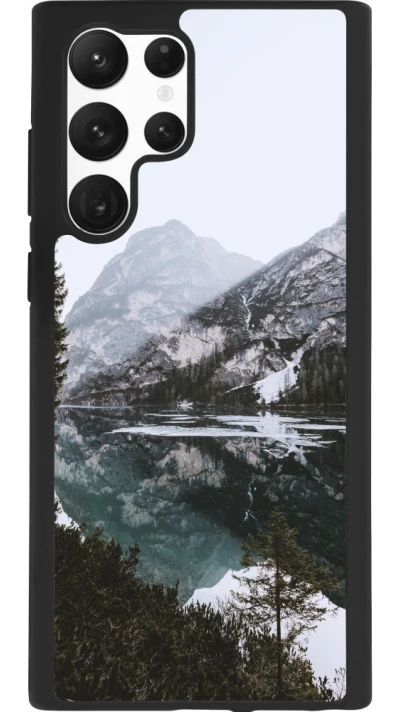 Samsung Galaxy S22 Ultra Case Hülle - Silikon schwarz Winter 22 snowy mountain and lake