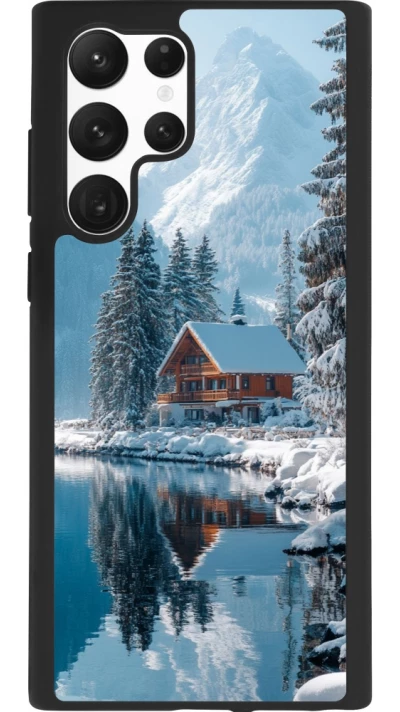 Samsung Galaxy S22 Ultra Case Hülle - Silikon schwarz Winter 25 Winter house forest day