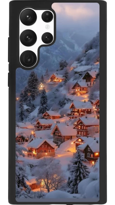 Samsung Galaxy S22 Ultra Case Hülle - Silikon schwarz Winter 25 Winter snowy village