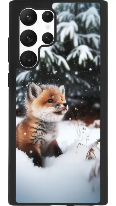 Samsung Galaxy S22 Ultra Case Hülle - Silikon schwarz Weihnachten 2023 Fuechslein Tanne