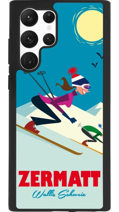 Samsung Galaxy S22 Ultra Case Hülle - Silikon schwarz Zermatt Ski Downhill