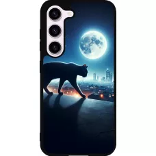 Samsung Galaxy S23 Case Hülle - Silikon schwarz Schwarze Katze unter dem Vollmond