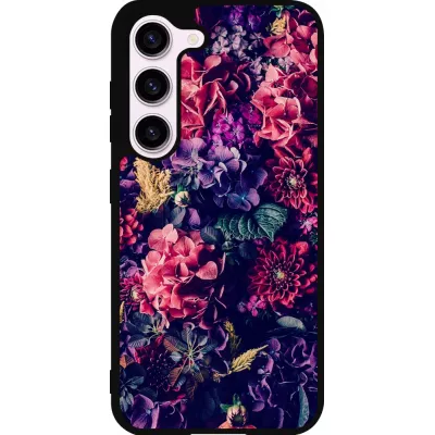 Coque Samsung Galaxy S23 - Silicone rigide noir Flowers Dark
