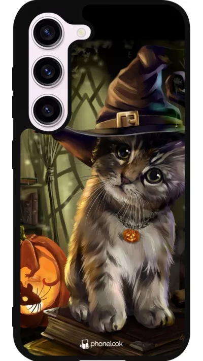 Coque Samsung Galaxy S23 - Silicone rigide noir Halloween 21 Witch cat