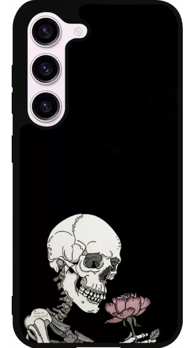 Coque Samsung Galaxy S23 - Silicone rigide noir Halloween 2023 rose and skeleton
