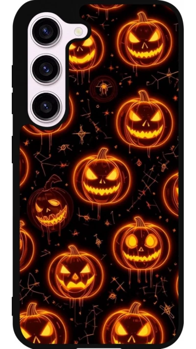 Coque Samsung Galaxy S23 - Silicone rigide noir Halloween 2026 Pattern Pumpkins