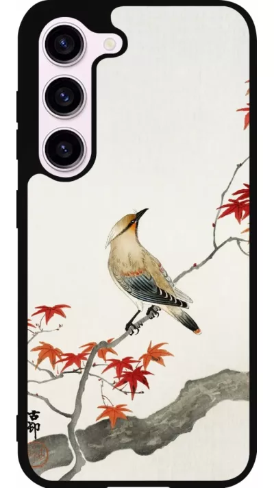 Coque Samsung Galaxy S23 - Silicone rigide noir Japanese Bird
