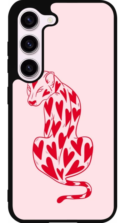 Coque Samsung Galaxy S23 - Silicone rigide noir Leopard with hearts 2026