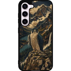 Samsung Galaxy S23 Case Hülle - Silikon schwarz Linocut Wanderfalke