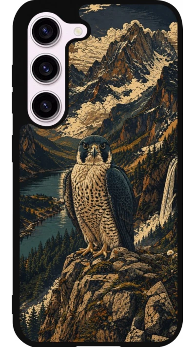 Coque Samsung Galaxy S23 - Silicone rigide noir Linocut Faucun pèlerin