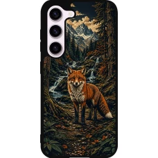 Coque Samsung Galaxy S23 - Silicone rigide noir Linocut Renard