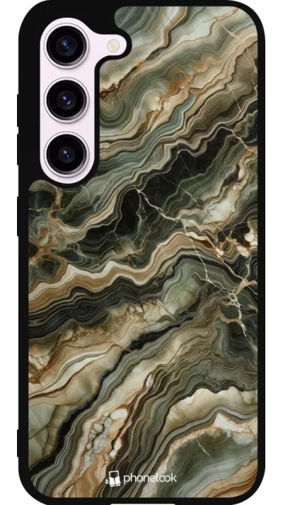 Coque Samsung Galaxy S23 - Silicone rigide noir Marbre Olive
