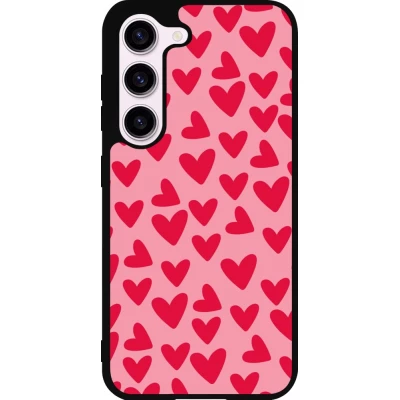 Coque Samsung Galaxy S23 - Silicone rigide noir Mom 2024 petits coeurs