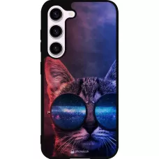 Coque Samsung Galaxy S23 - Silicone rigide noir Red Blue Cat Glasses
