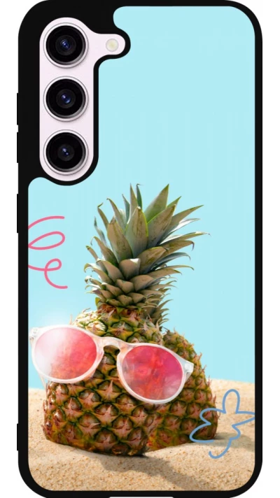 Coque Samsung Galaxy S23 - Silicone rigide noir Pineapple with glasses Summer 2026