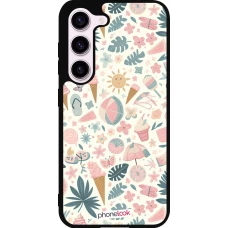 Coque Samsung Galaxy S23 - Silicone rigide noir Summer Pink Pattern